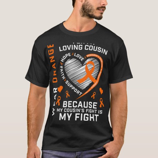 T-shirt Dons Orange Fighter Cousin Multiple Sclerosis Awa (Devant)