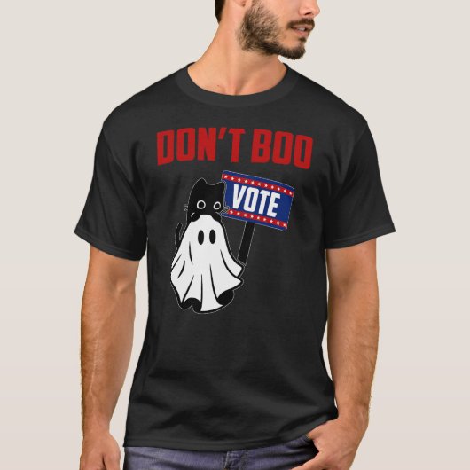 T-shirt Don't Boo Vote Kamala Harris 2024 Black Cat Ghost (Devant)