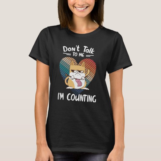 T-shirt Don't Talk To Me I'm Counting Cat Knits Hand Knitt (Devant)
