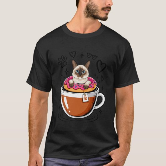 T-shirt Donut de chat balinais café (Devant)