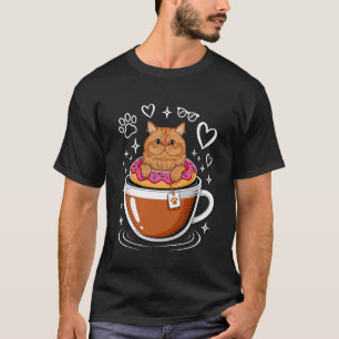 T-shirt Donut de chat persan café