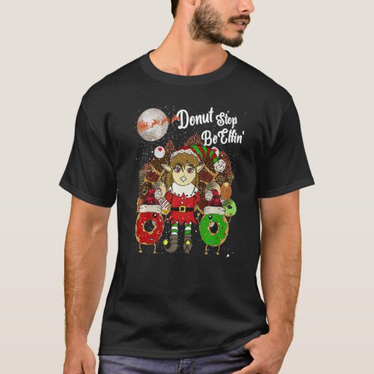 T-shirt Donut Elf Christmas 80s Xmas Tree Santa Claus Ret (Devant)