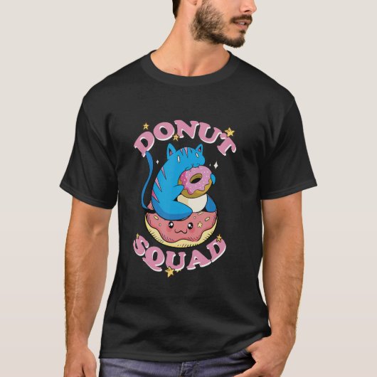 T-shirt Donut Squad Doughnut Stress Cat Chill Candy Pastry (Devant)