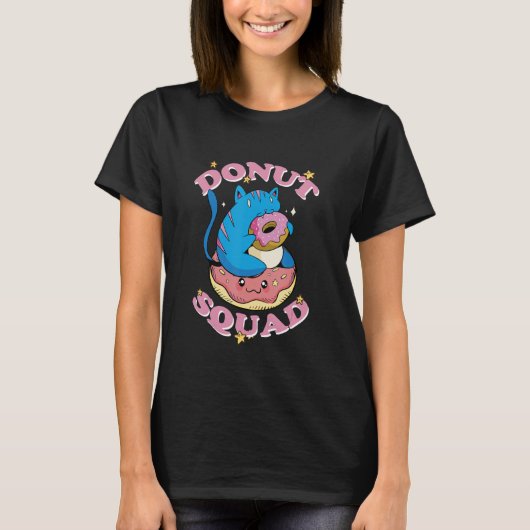 T-shirt Donut Squad Doughnut Stress Cat Chill Candy Pastry (Devant)