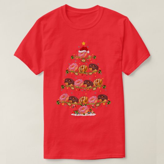 T-shirt Donuts Amour Xmas Éclairage Père Noël Donuts Noël (Design devant)