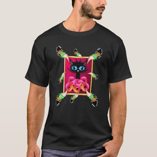 T-shirt Donuts Longues Griffes Doigts Mignon Chat Minou No (Devant)