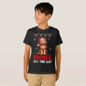 T-shirt Doodle All The Way Funny Goldendoodle Santa Hat (Devant entier)
