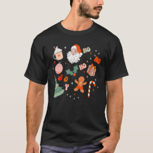 T-shirt Doodle de Noël Retro Père Noël Holiday Se