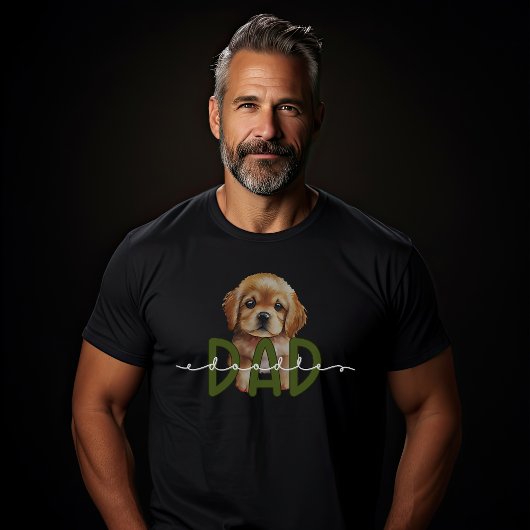 T-shirt Doodle d'or papa Vert et blanc chien mignonne