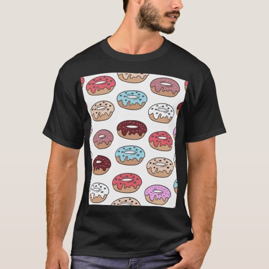 T-shirt Doodle Multi-Coloured Donuts Arrière - plan. (Devant)