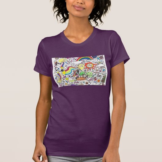 T-shirt Doodle Punk Rock #5 Joyeux soleil violet femmes (Devant)