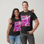 T-shirt Doodle rose et violet avec des lignes blanches (Unisexe)