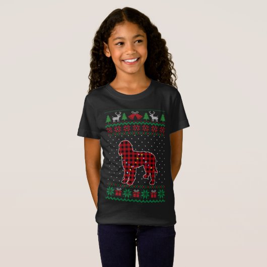 T-Shirt Doodle Rouge Plaid Buffalo drôle laide de Noël Swe (Devant entier)