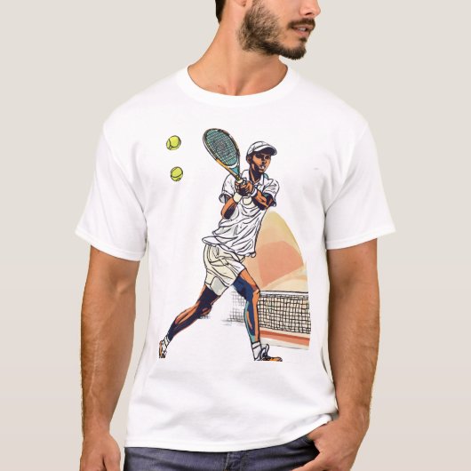 T-shirt "Doodle Tennis Player in Action T-shirt" (Devant)