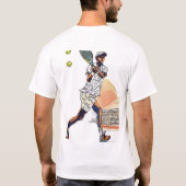 T-shirt "Doodle Tennis Player in Action T-shirt" (Dos)
