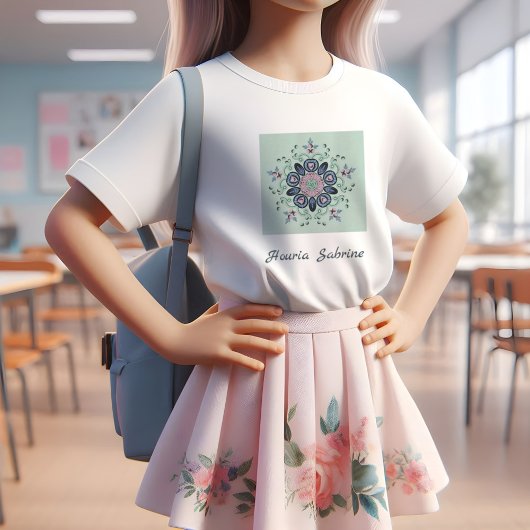 T-shirt Doodles de Mandala turquoise moderne rose