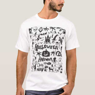 T-shirt Doodles de monstre d'Halloween amusant