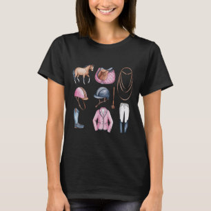 T-shirt Doodles D'Équitation Rose Cute Hors Équestre