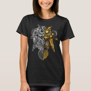 T-shirt D'or contre l'illustration blanche de hibou