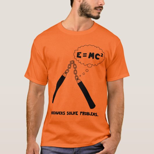 T-shirt d'orange de Nunchucks (Devant)