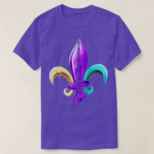 T-shirt Doré Violet Et Vert Fleur De Lis (Design devant)