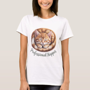 T-shirt Dormeuse Professionnelle Chat Orange Mignon Dorman