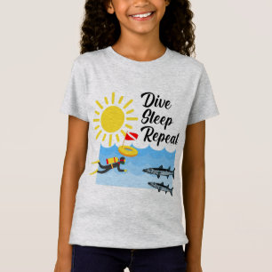 T-Shirt Dormir de plongée Conception répétée - Girls's Fin