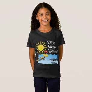 T-Shirt Dormir de plongée Conception répétée - Girls's Fin