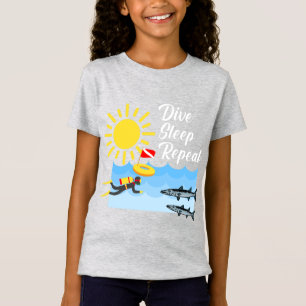 T-Shirt Dormir de plongée Conception répétée - Girls's Fin
