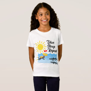 T-Shirt Dormir de plongée Conception répétée - Girls's Fin