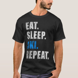 T-SHIRT DORMIR SKI RÉPÉTER LA NEIGE ALPIN HIVER FEMMES HOM