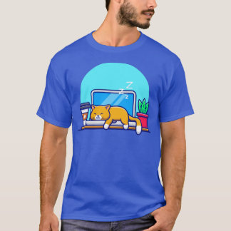 T-shirt Dormir sur le portable Cartoon