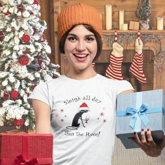 T-shirt Dormir toute la journée puis Rosé Drôle Chat de No