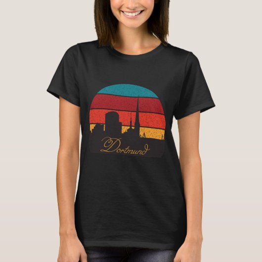 T-shirt Dortmund Allemagne Église Toit Rétro Voyage (Devant)