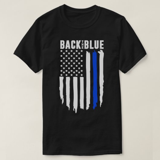 T-shirt Dos Bleu Bleu Bleu Léger Drapeau Américain (Design devant)