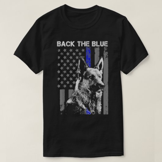 T-shirt Dos Bleu Bleu Léger Bleu Drapeau K9 Allemand Sheph (Design devant)