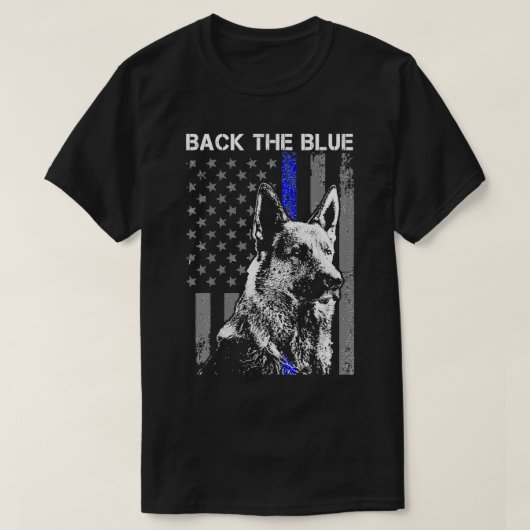 T-shirt Dos Bleu Bleu Léger Bleu Drapeau K9 Allemand Sheph (Design devant)