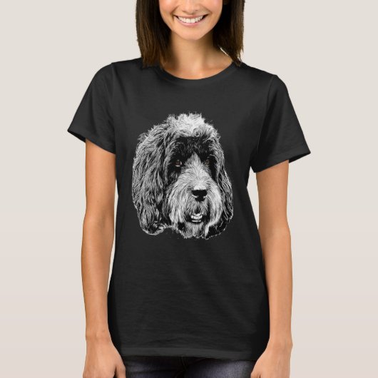 T-shirt Dos et blanc image d'une tête de Cockapoo seulemen (Devant)