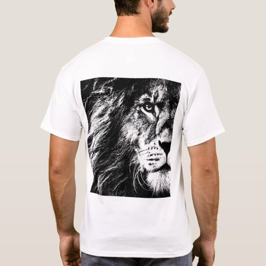 T-shirt Dos Side Design Pop Art Modèle Lion Face Mens (Dos)