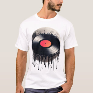 T-shirt Dossier en vinyle rouge dissous sur la lune