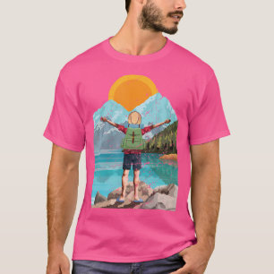 T-shirt Dossier Vinyle Rétro Et Coucher De Soleil Nature R