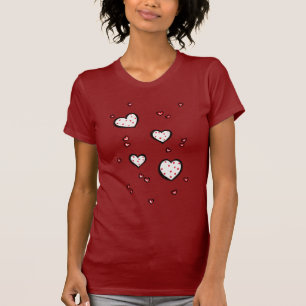 T-shirt Dotty Hearts red Ladies
