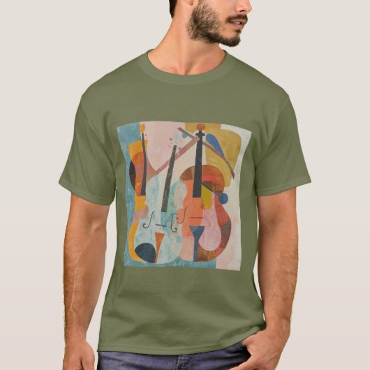 T-shirt Double basse colorée Abstraite (Devant)