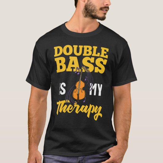 T-shirt Double Basse Musique Instrument Lecteur Débutant L (Devant)