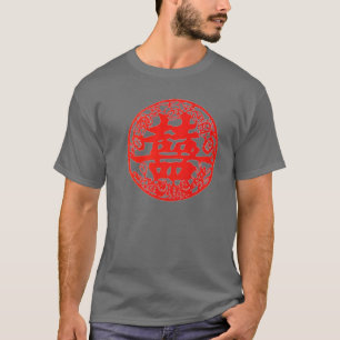 T-shirt Double bonheur chinois rouge