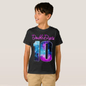 T-shirt Double Chiffres 10 Ans Galaxy Thème, Bleu rose (Devant entier)
