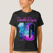 T-shirt Double Chiffres 10 Ans Galaxy Thème, Bleu rose (Devant)