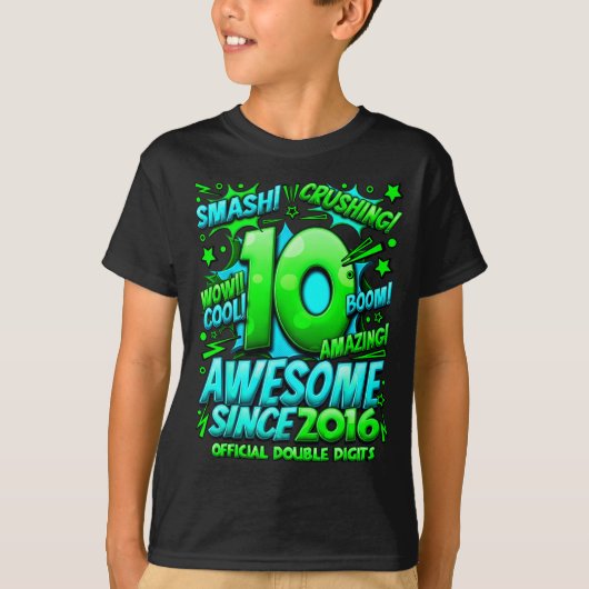 T-shirt Double chiffres garçons de 10 ans 10e anniversaire (Devant)