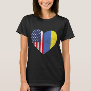 T-shirt Double Citoyenneté Usa Ukraine Cœur Américain Ukra