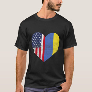T-shirt Double Citoyenneté Usa Ukraine Cœur Américain Ukra